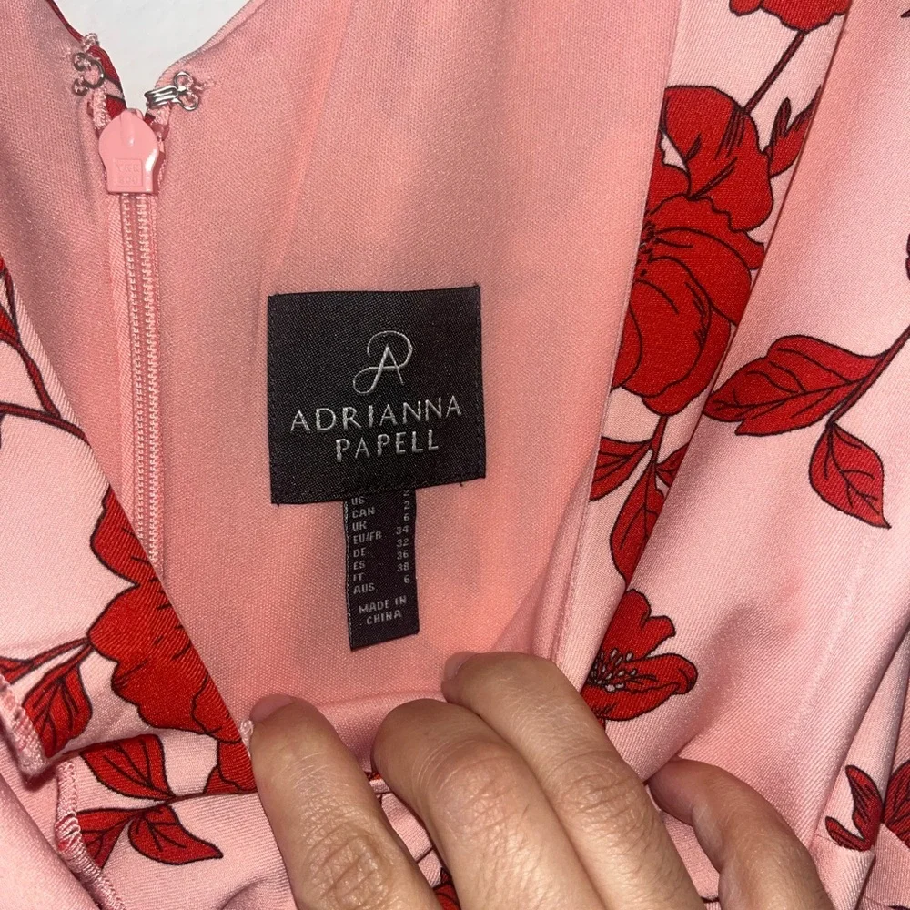 Adrianna Papell Living Blooms‎ Ruffle Flare Midi Floral Dress Size 2 - Picture 6 of 9